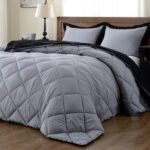 300gsm 5-Piece Monochrome Reversible Comforter Set - 240 X 240 - Black & Charcoal