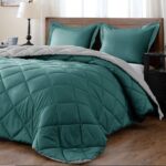 300gsm 5-Piece Monochrome Reversible Comforter Set - 240 X 240 - Olive Green & Pebble