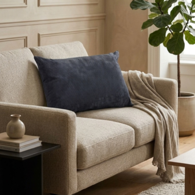 Corduroy Scatter Cushion –  Black - 60 × 40 cm