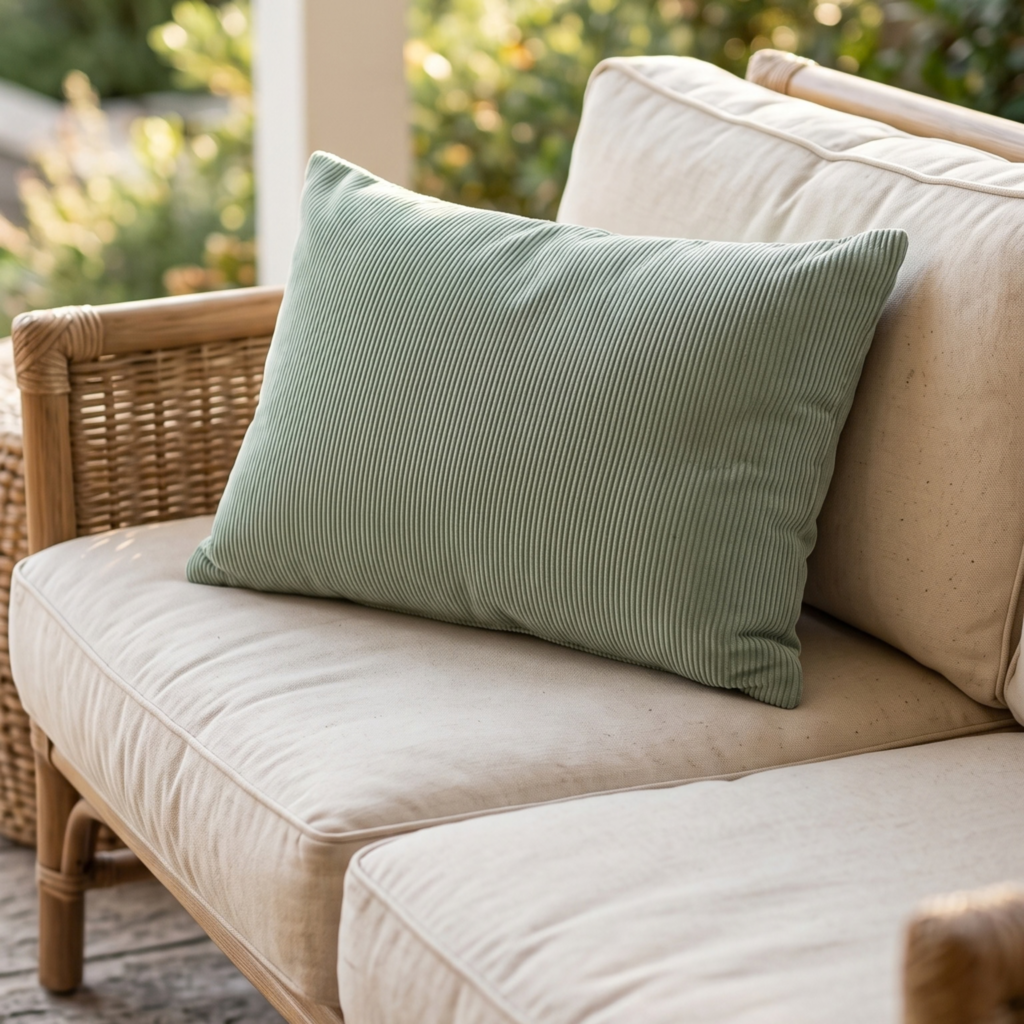 Corduroy Scatter Cushion – Green - 60 × 40 cm