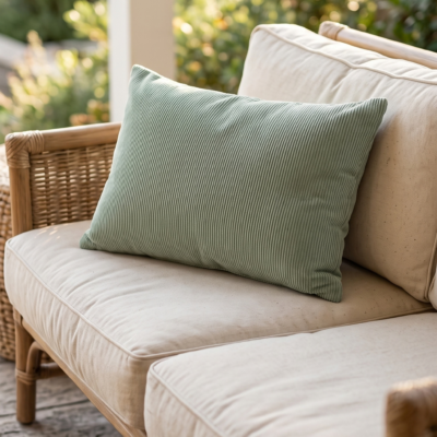 Corduroy Scatter Cushion – Green - 60 × 40 cm